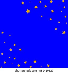 Star Falling Confetti Print. Vector Background for Birthday Party, Celebration, Festival. Blue Background With Gold Stars.