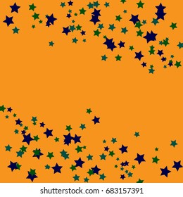 Star Falling Confetti Print. Vector Background for Birthday Party, Celebration, Festival. Golden Background With Tiny Black Stars.