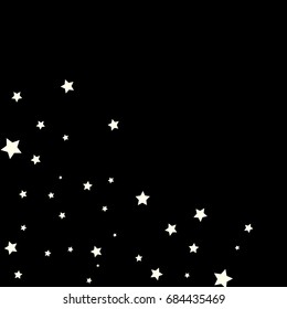 Star Falling Confetti Print. Vector Background for Birthday Party, Celebration, Festival. Dark Background With Sliver Stars.