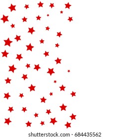 Star Falling Confetti Print. Vector Background for Birthday Party, Celebration, Festival. Red Tiny Stars In White Background.