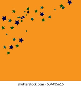 Star Falling Confetti Print. Vector Background for Birthday Party, Celebration, Festival. Black Stars In Golden Background.