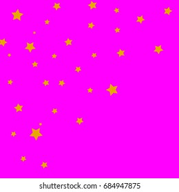 Star Falling Confetti Print. Vector Background for Birthday Party, Celebration, Festival. Pink Background With Gold Stars.