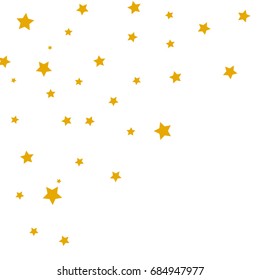 Star Falling Confetti Print. Vector Background for Birthday Party, Celebration, Festival. White Background With Gold Stars.