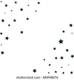 Star Falling Confetti Print. Vector Background for Birthday Party, Celebration, Festival. White Background With Black Stars.