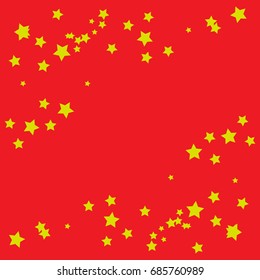 Star Falling Confetti Print. Vector Background for Birthday Party Celebration. Red Background With Gold And Pink Stars.