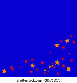 Star Falling Confetti Print. Vector Background for Birthday Party Celebration. Blue Background with Gold and Red Stars.