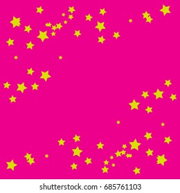 Star Falling Confetti Print. Vector Background for Birthday Party, Celebration, Festival. Pink Background With Gold Stars.