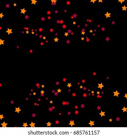 Star Falling Confetti Print. Vector Background for Birthday Party Celebration. Dark Background With Gold And Pink Stars.
