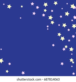 Star Falling Confetti Print. Vector Background for Birthday Party, Celebration, Festival. Blue Background with Sliver Stars.