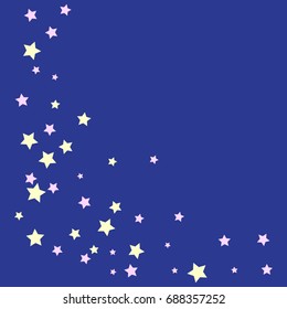 Star Falling Confetti Print. Vector Background for Birthday Party, Celebration, Festival. Blue Background with Sliver Stars.