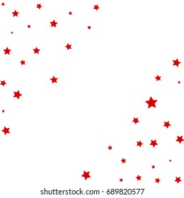 Star Falling Confetti Print. Vector Background for Birthday Party, Celebration, Festival. White Background With Tiny Red Stars.