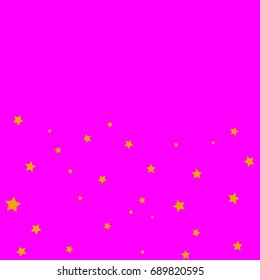 Star Falling Confetti Print. Vector Background for Birthday Party Celebration, Festival. Pink Background With Gold Stars.