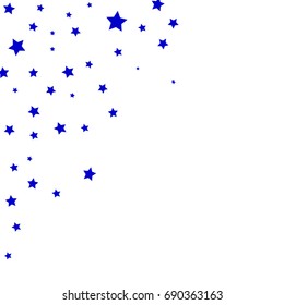 Star Falling Confetti Print. Vector Background for Birthday Party, Celebration, Festival. White Background With Tiny Blue Stars.
