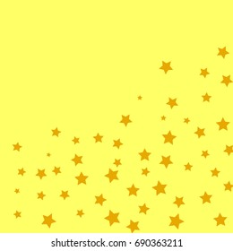 Star Falling Confetti Print. Vector Background for Birthday Party, Celebration, Festival. Golden Stars In Gold Background.