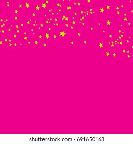 Star Falling Confetti Print. Vector Background for Birthday Party, Celebration, Festival. Pink Background With Gold Stars.