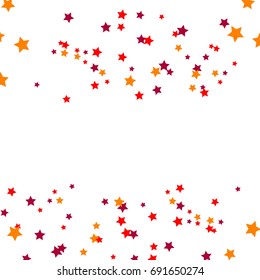 Star Falling Confetti Print. Vector Background for Birthday Party, Celebration, Festival. White Background With Gold And Red Stars.