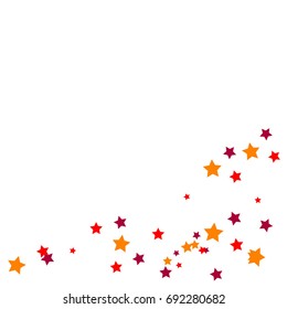 Star Falling Confetti Print. Vector Background for Birthday Party, Celebration, Festival. White Background With Gold And Red Stars.