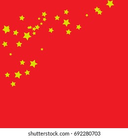 Star Falling Confetti Print. Vector Background for Birthday Party, Celebration, Festival. Red Background With Gold Stars.