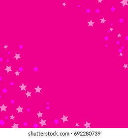 Star Falling Confetti Print. Vector Background for Birthday Party Celebration. Pink Background With Gold And Pink Stars.