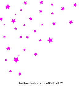 Star Falling Confetti Print. Vector Background for Birthday Party, Celebration, Festival. White Background With Pink Tiny Stars.