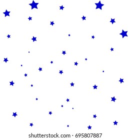 Star Falling Confetti Print. Vector Background for Birthday Party, Celebration, Festival. White Background With Tiny Blue Stars.