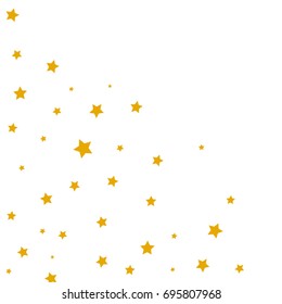 Star Falling Confetti Print. Vector Background for Birthday Party, Celebration, Festival. White Background With Golden Stars.