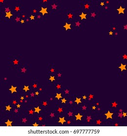 Star Falling Confetti Print. Vector Background for Birthday Party, Celebration. Purple Background With Gold And Pink Stars.