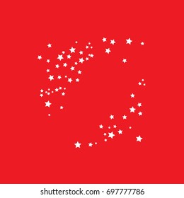 Star Falling Confetti Print. Vector Background for Birthday Party, Celebration, Festival. Red Background With Sliver Stars.