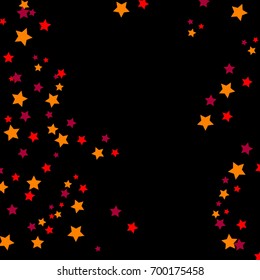 Star Falling Confetti Print. Vector Background for Birthday Party Celebration. Dark Background With Gold And Pink Stars.