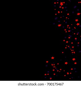 Star Falling Confetti Print. Vector Background for Birthday Party, Celebration.  Dark Background With Blue  And Red Stars.