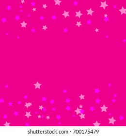 Star Falling Confetti Print. Vector Background for Birthday Party Celebration, Festival. Pink Background With Gold And Pink Stars.