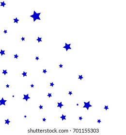 Star Falling Confetti Print. Vector Background for Birthday Party, Celebration, Festival. White Background With Tiny Blue Stars.