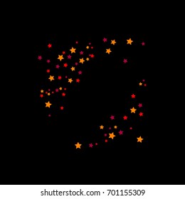 Star Falling Confetti Print. Vector Background for Birthday Party Celebration. Dark Background With Gold And Pink Stars.