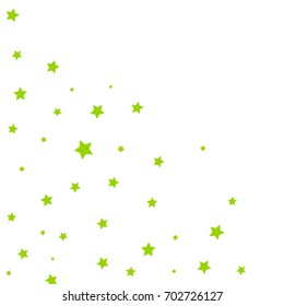 Star Falling Confetti Print. Vector Background for Birthday Party, Celebration, Festival. White Background With Green Stars.