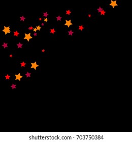 Star Falling Confetti Print. Vector Background for Birthday Party Celebration. Dark Background With Gold And Pink Stars.
