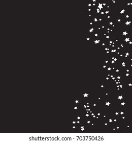 Star Falling Confetti Print. Vector Background for Birthday Party, Celebration. Dark Background With Sliver Stars.