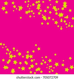 Star Falling Confetti Print. Vector Background for Birthday Party, Celebration, Festival. Pink Background With Gold Stars.