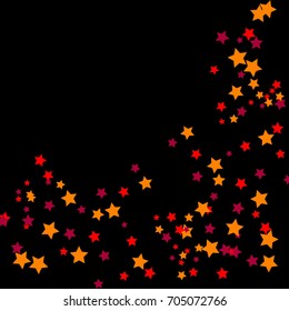 Star Falling Confetti Print. Vector Background for Birthday Party Celebration. Dark Background With Gold And Pink Stars.