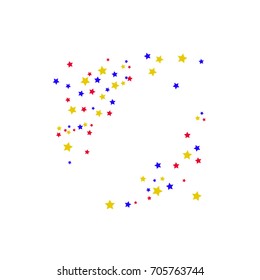 Star Falling Confetti Print. Vector Background for Birthday Party Celebration, Festival. White Background With Gold And Red Stars.