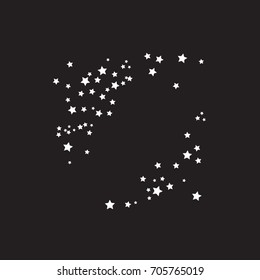 Star Falling Confetti Print. Vector Background for Birthday Party, Celebration. Dark Background With Sliver Stars.