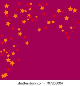 Star Falling Confetti Print. Vector Background for Birthday Party, Celebration, Festival. Pink Background With Gold And Red Stars.