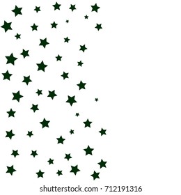 Star Falling Confetti Print. Vector Background for Birthday Party, Celebration, Festival. White Background With Black Stars.