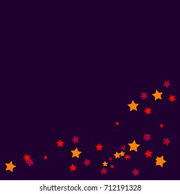 Star Falling Confetti Print. Vector Background for Birthday Party, Celebration. Purple Background With Gold And Pink Stars.