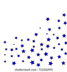 Star Falling Confetti Print. Vector Background for Birthday Party, Celebration, Festival. White Background With Blue Stars.