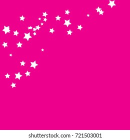 Star Falling Confetti Print. Vector Background for Birthday Party Celebration, Festival. Pink Background With Sliver Stars.