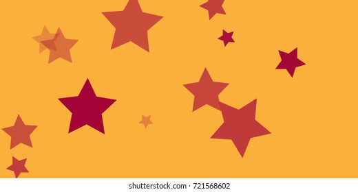 Star Falling Confetti Print. Vector Background for Birthday Party, Celebration, Festival. Vector illustration. Perfect For Logo, Banner, Icon. Golden Background With Red Stars.