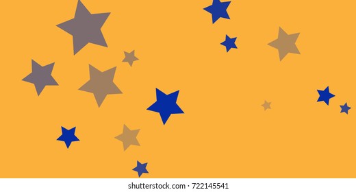 Star Falling Confetti Print. Vector Background for Birthday Party, Celebration, Festival. Vector illustration. Perfect For Logo, Banner, Icon. golden Background With Blue Stars.