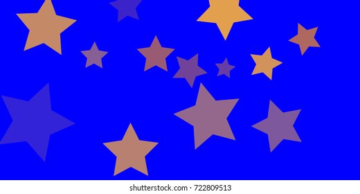 Star Falling Confetti Print. Vector Background for Birthday Party, Celebration, Festival. Vector illustration. Perfect For Logo, Banner, Icon. Blue Background With Gold And Pink Stars.