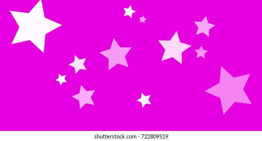 Star Falling Confetti Print. Vector Background for Birthday Party, Celebration, Festival. Vector illustration. Perfect For Logo, Banner, Icon. Pink Background With White Stars.