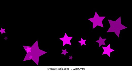 Star Falling Confetti Print. Vector Background for Birthday Party, Celebration, Festival. Vector illustration. Perfect For Logo, Banner, Icon. Dark Background With Pink Stars.